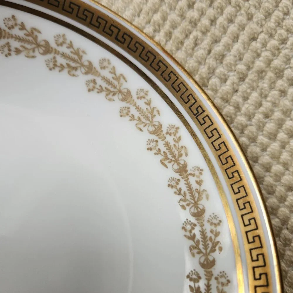 Royal Cauldon H8426 Set of 4 Berry Dessert Bowls Gold Greek Key Flowers 8426